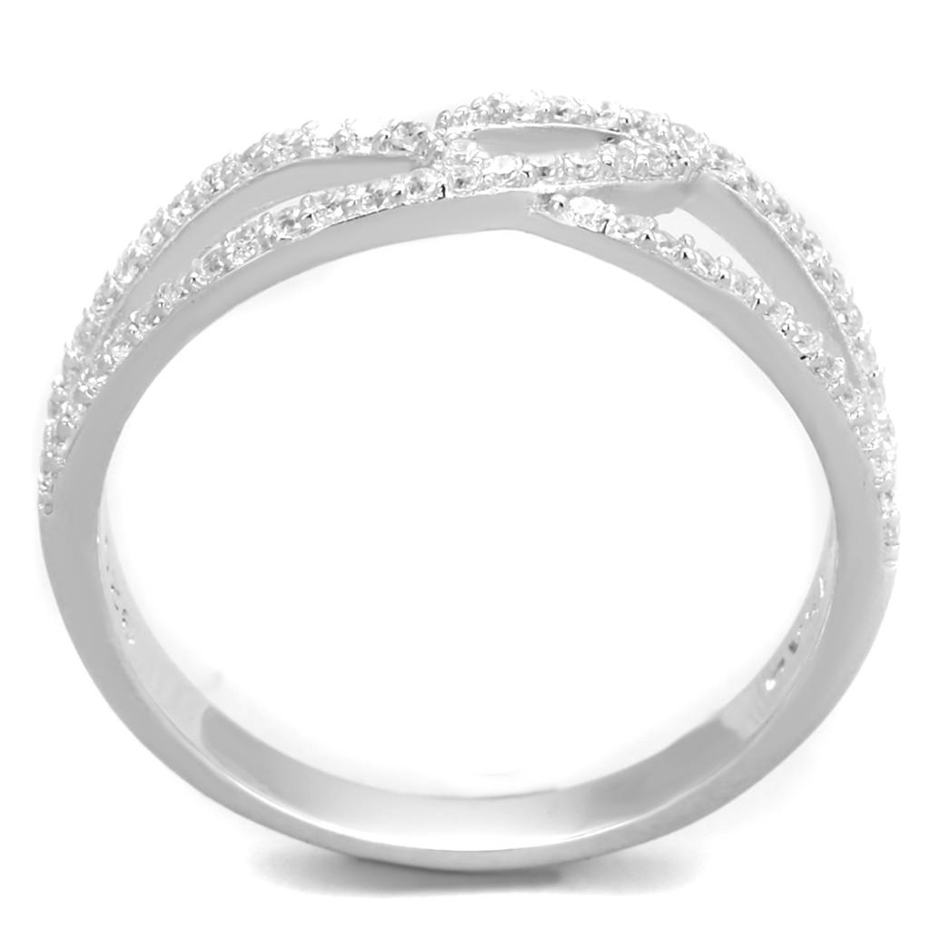 TS365 - Rhodium 925 Sterling Silver Ring with AAA Grade CZ in Clear