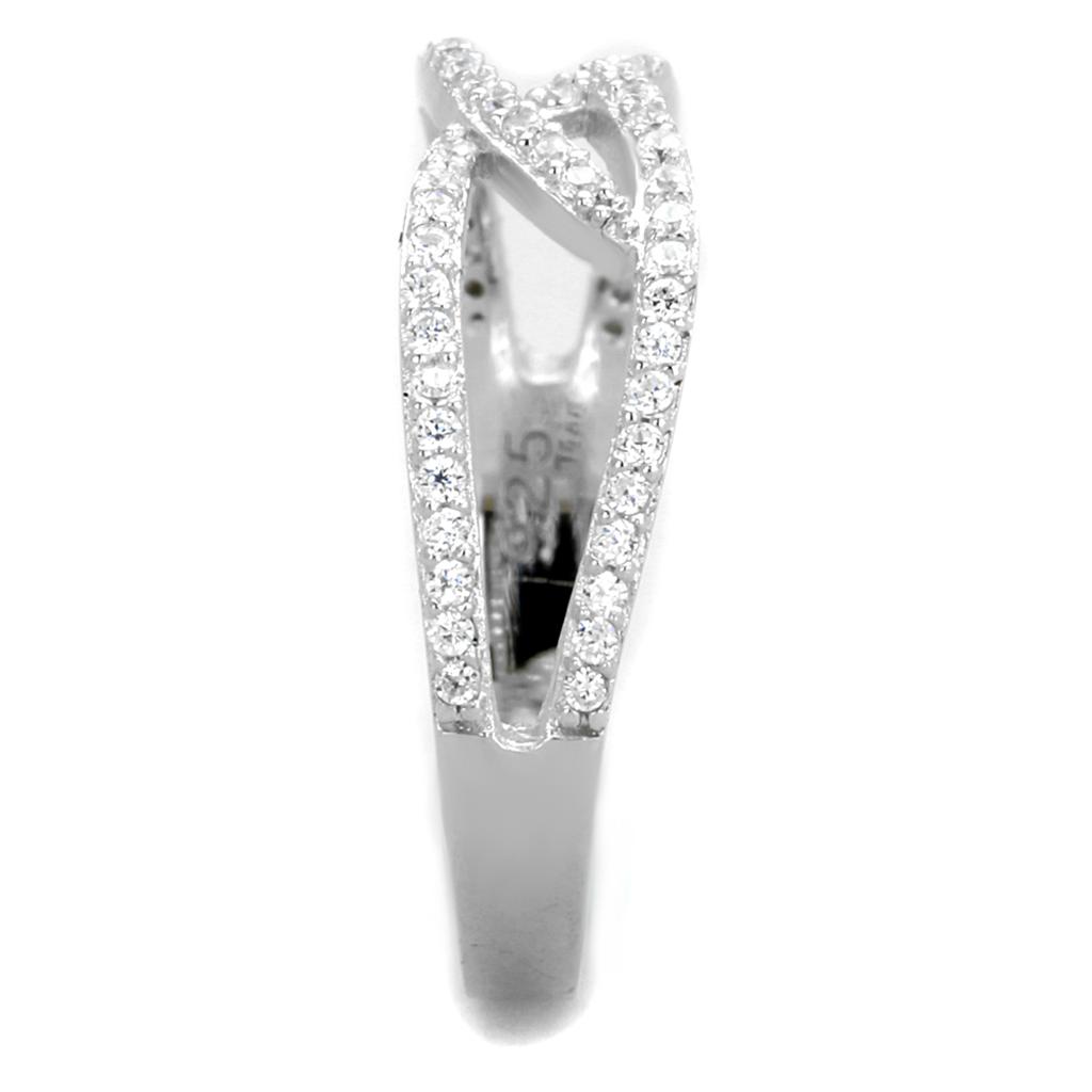 TS365 - Rhodium 925 Sterling Silver Ring with AAA Grade CZ in Clear