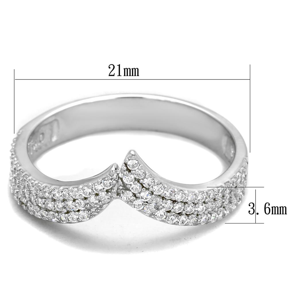 TS366 - Rhodium 925 Sterling Silver Ring with AAA Grade CZ in Clear
