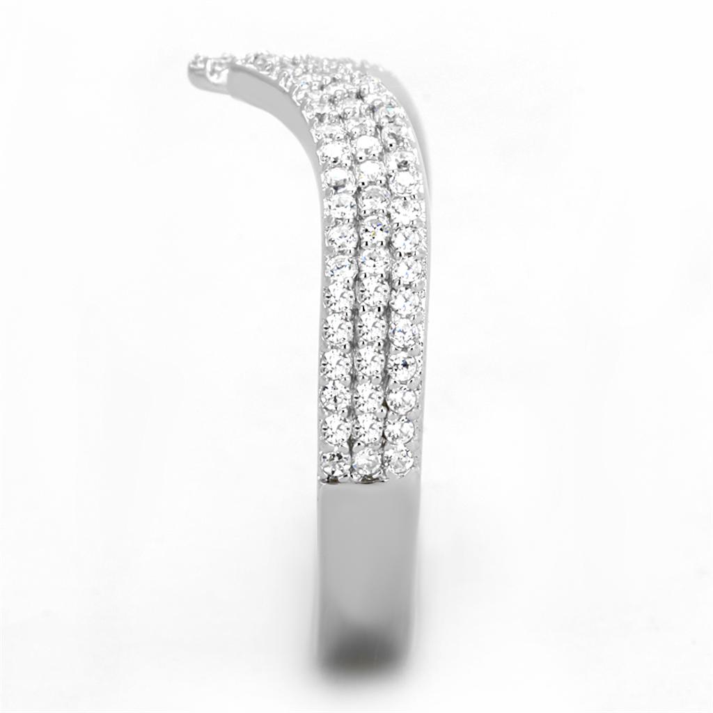 TS366 - Rhodium 925 Sterling Silver Ring with AAA Grade CZ in Clear