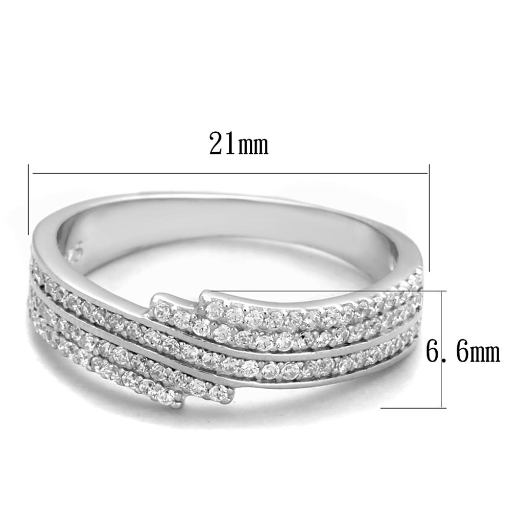 TS367 - Rhodium 925 Sterling Silver Ring with AAA Grade CZ in Clear