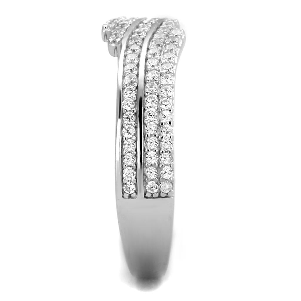 TS367 - Rhodium 925 Sterling Silver Ring with AAA Grade CZ in Clear