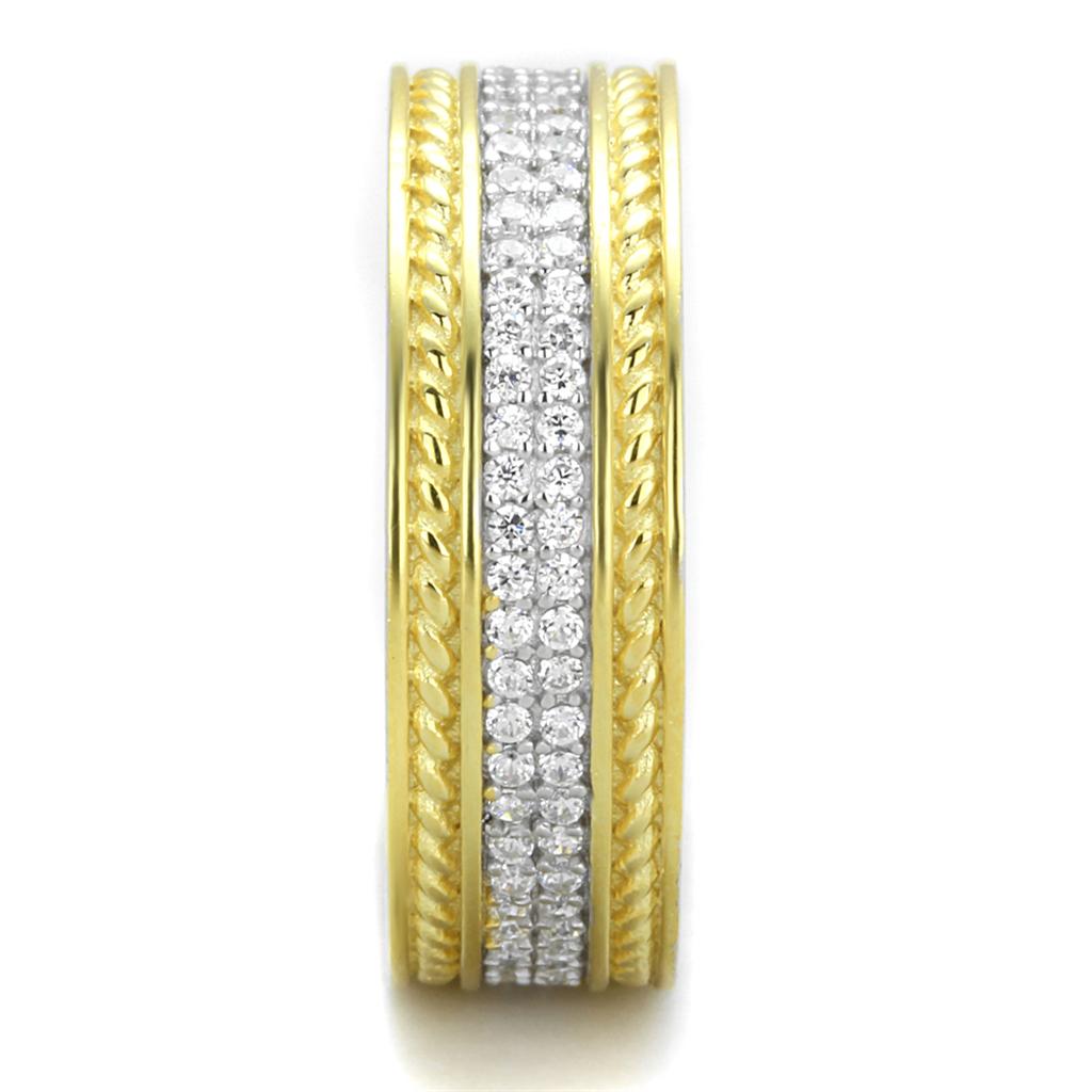 TS369 - Reverse Two-Tone 925 Sterling Silver Ring with AAA Grade CZ in Clear