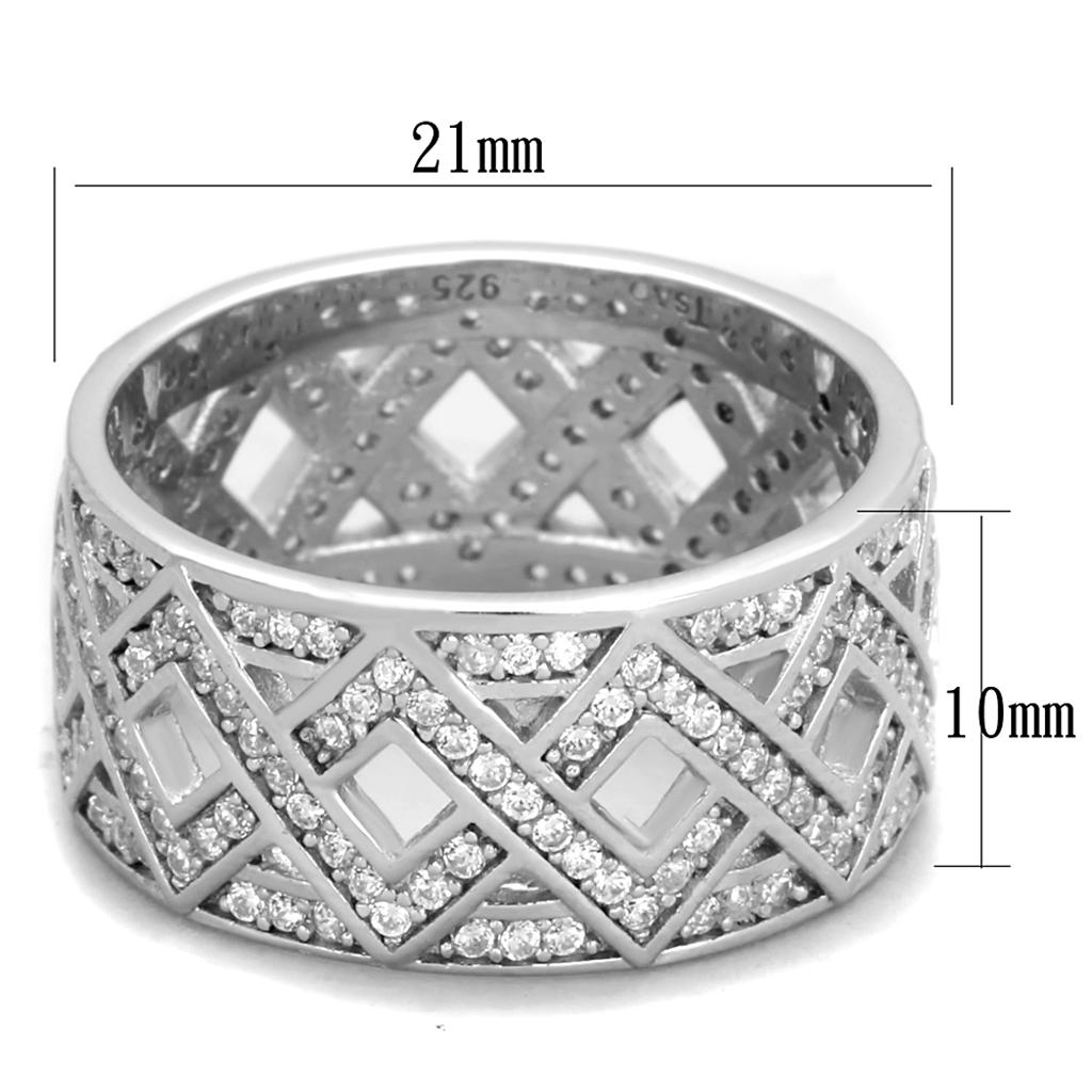 TS372 - Rhodium 925 Sterling Silver Ring with AAA Grade CZ in Clear