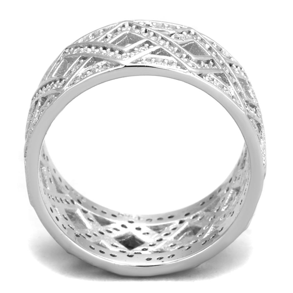 TS372 - Rhodium 925 Sterling Silver Ring with AAA Grade CZ in Clear
