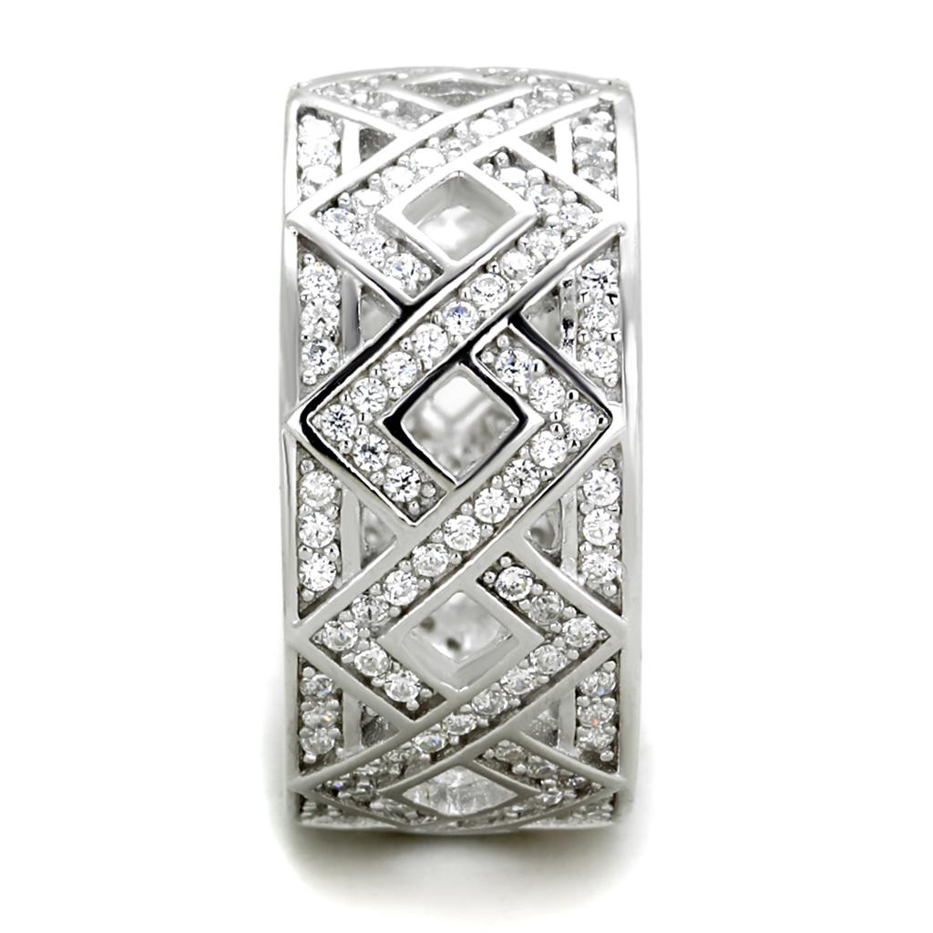 TS372 - Rhodium 925 Sterling Silver Ring with AAA Grade CZ in Clear