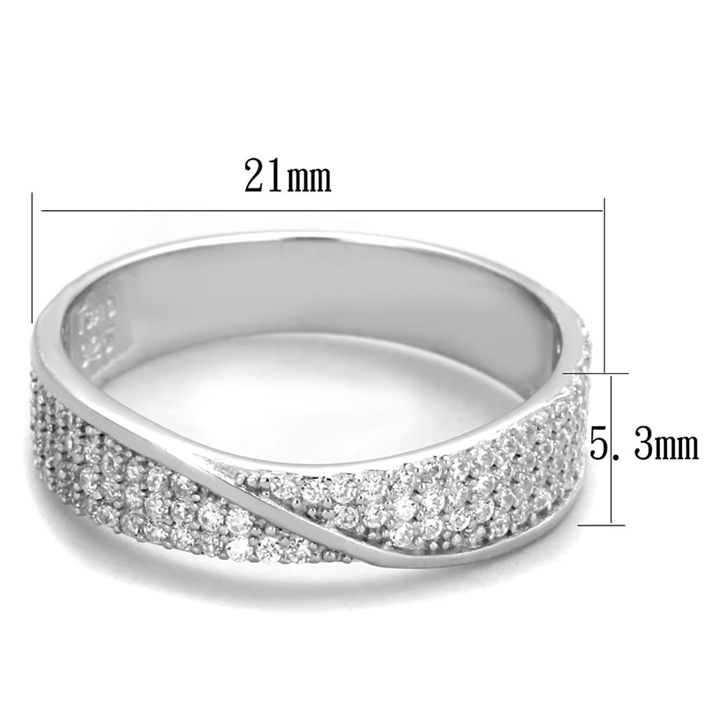 TS373 - Rhodium 925 Sterling Silver Ring with AAA Grade CZ in Clear