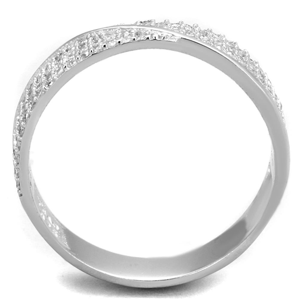 TS373 - Rhodium 925 Sterling Silver Ring with AAA Grade CZ in Clear