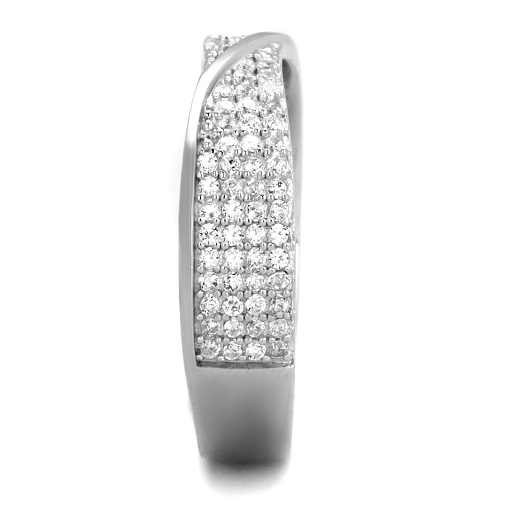 TS373 - Rhodium 925 Sterling Silver Ring with AAA Grade CZ in Clear