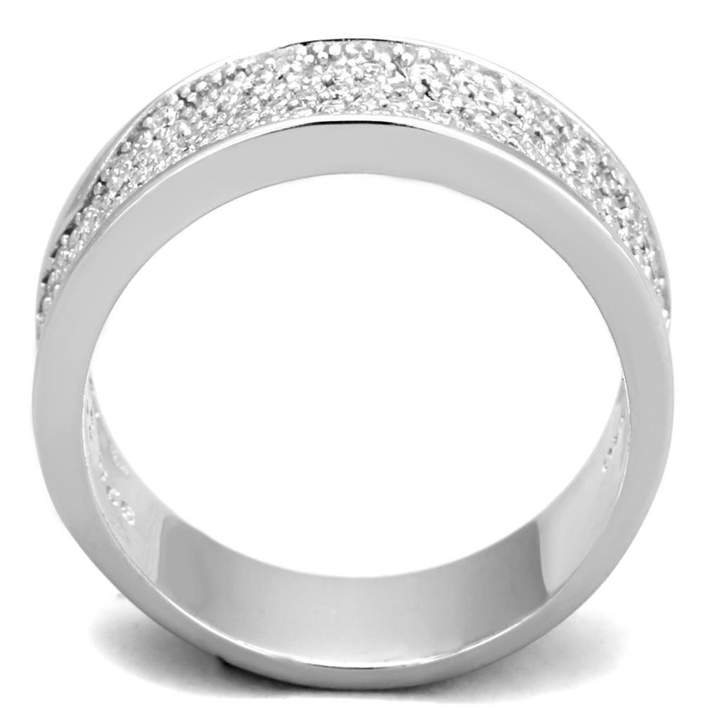 TS376 - Rhodium 925 Sterling Silver Ring with AAA Grade CZ in Clear