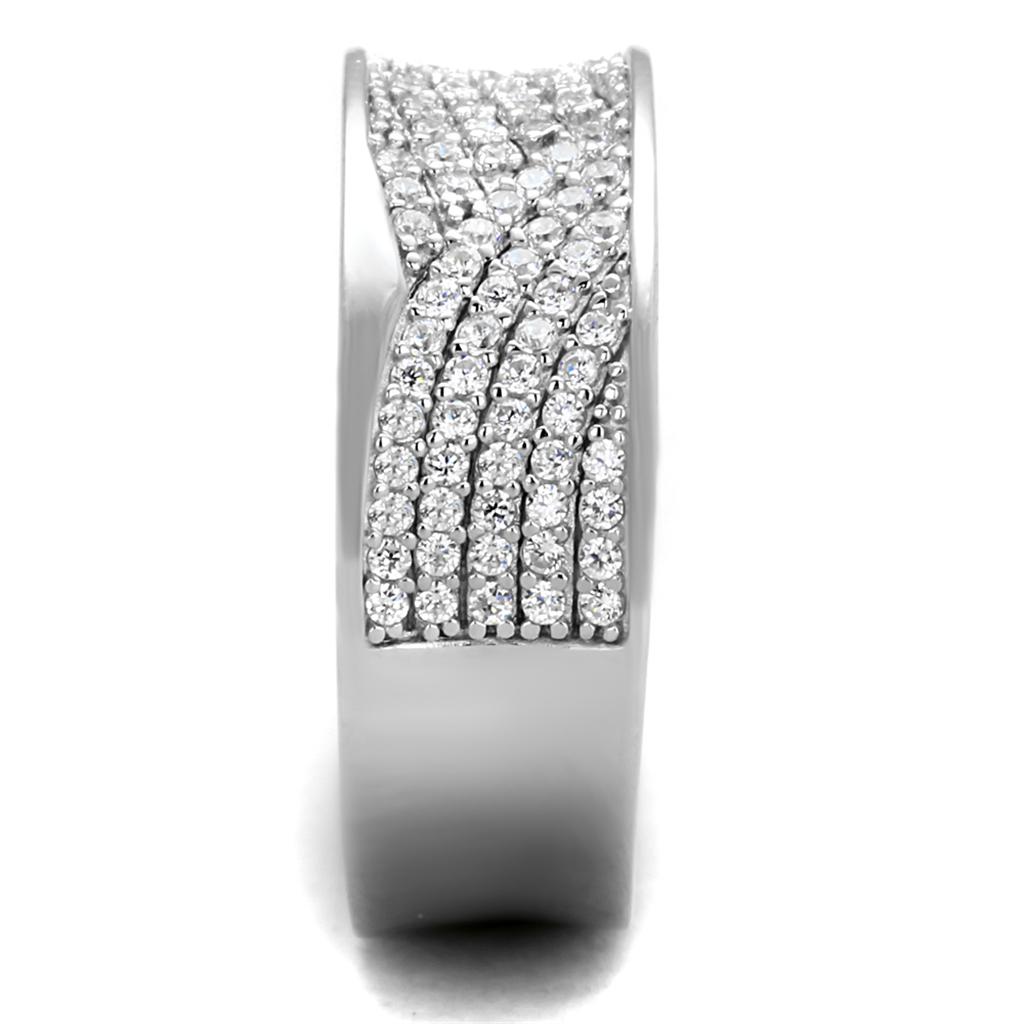 TS376 - Rhodium 925 Sterling Silver Ring with AAA Grade CZ in Clear