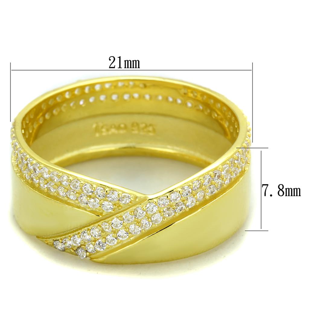 TS380 - Gold 925 Sterling Silver Ring with AAA Grade CZ in Clear