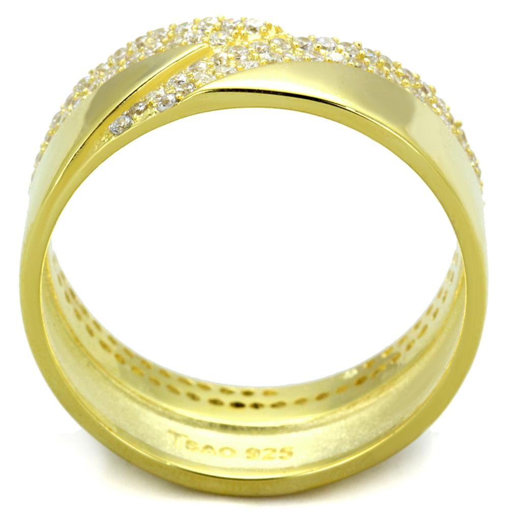 TS380 - Gold 925 Sterling Silver Ring with AAA Grade CZ in Clear