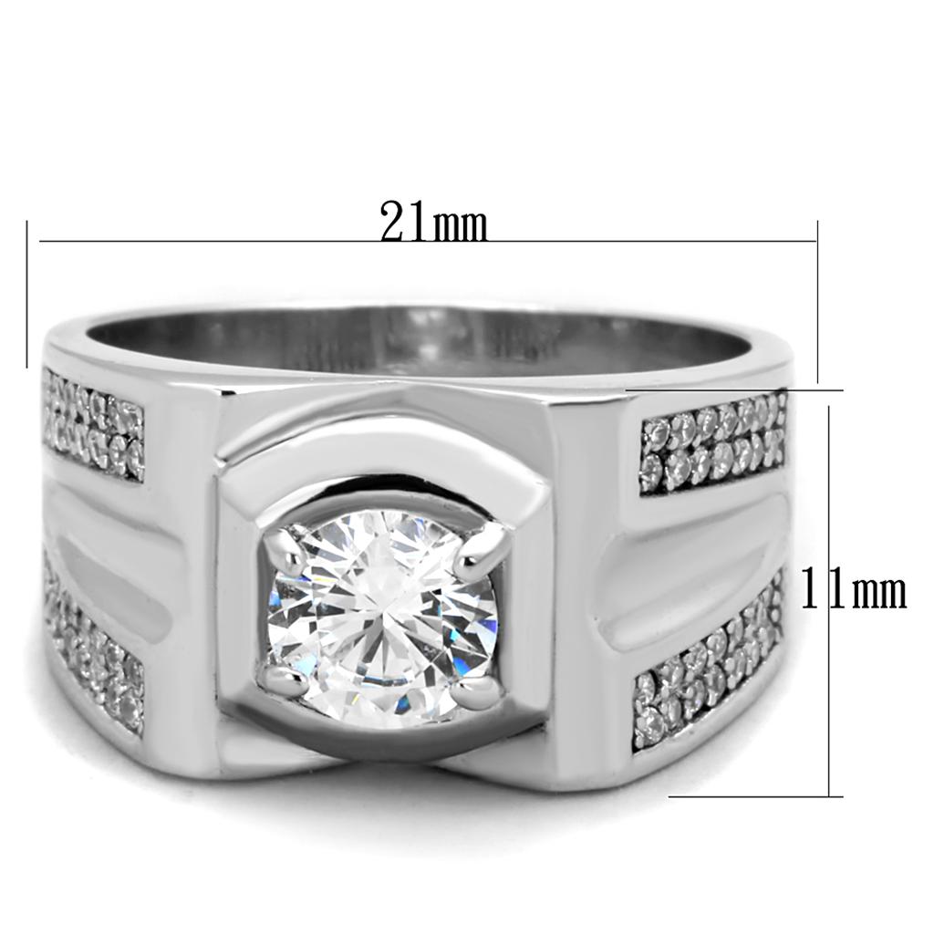 TS385 - Rhodium 925 Sterling Silver Ring with AAA Grade CZ in Clear
