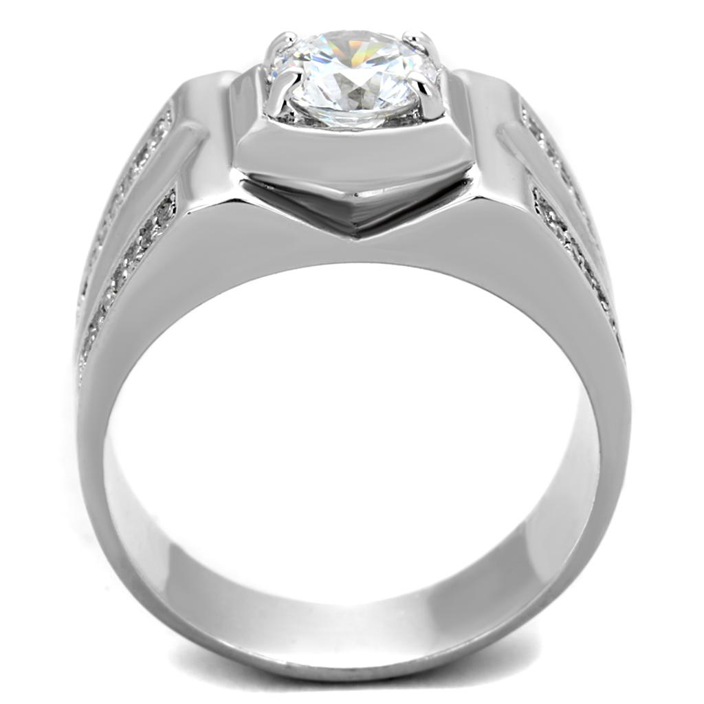 TS385 - Rhodium 925 Sterling Silver Ring with AAA Grade CZ in Clear