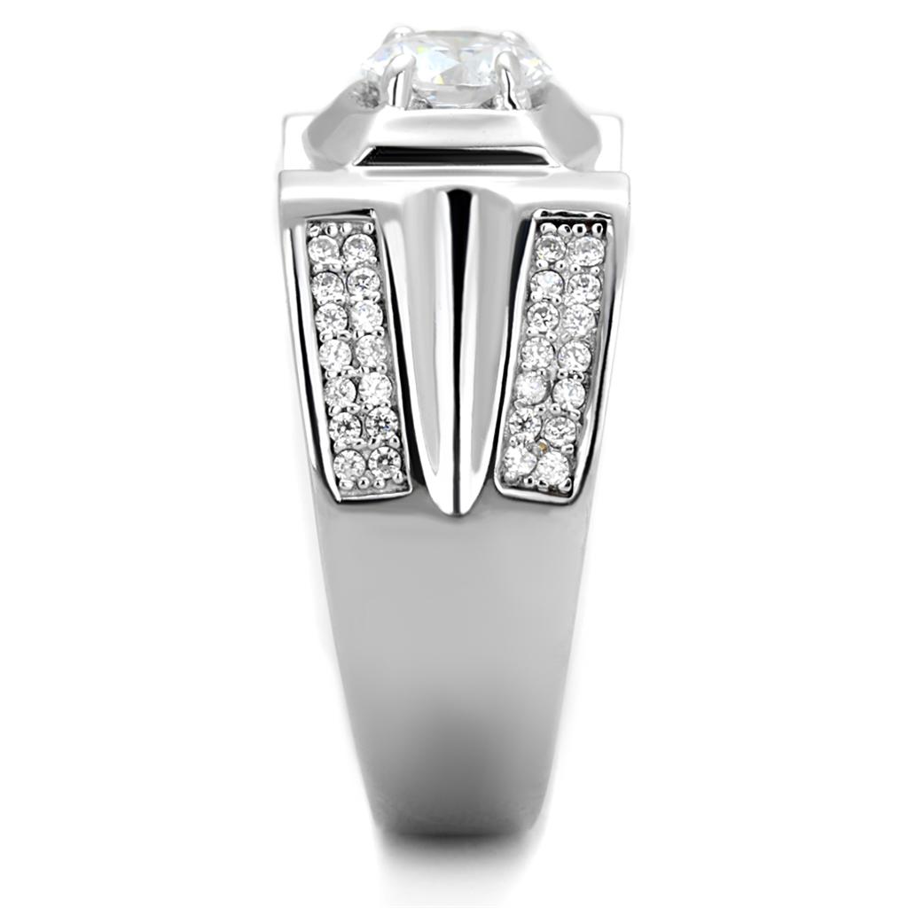 TS385 - Rhodium 925 Sterling Silver Ring with AAA Grade CZ in Clear