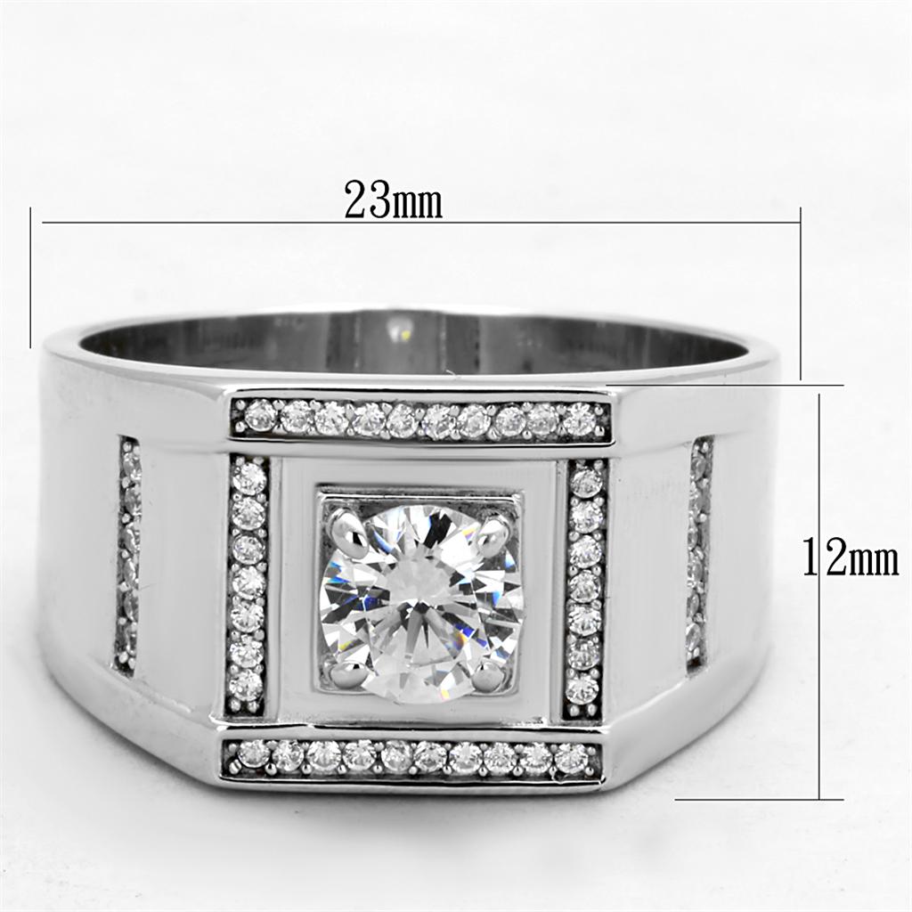 TS386 - Rhodium 925 Sterling Silver Ring with AAA Grade CZ in Clear