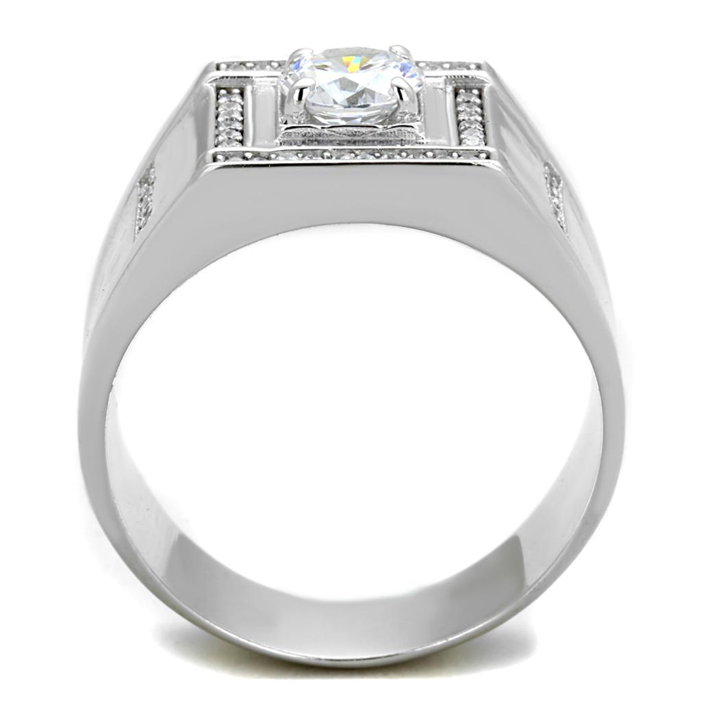 TS386 - Rhodium 925 Sterling Silver Ring with AAA Grade CZ in Clear