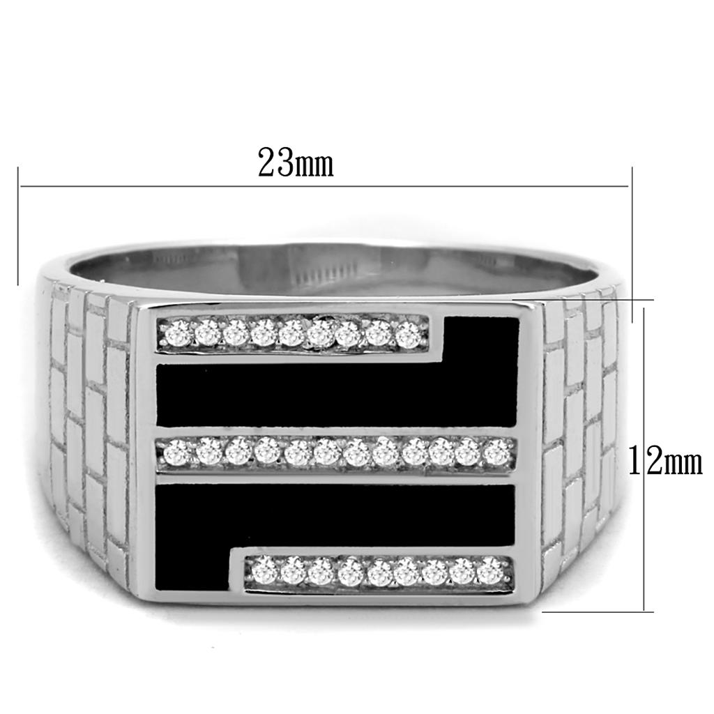 TS387 - Rhodium 925 Sterling Silver Ring with AAA Grade CZ in Clear