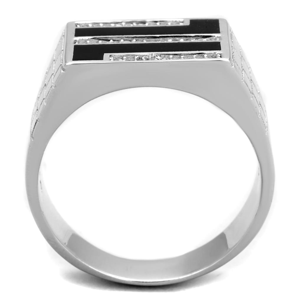 TS387 - Rhodium 925 Sterling Silver Ring with AAA Grade CZ in Clear