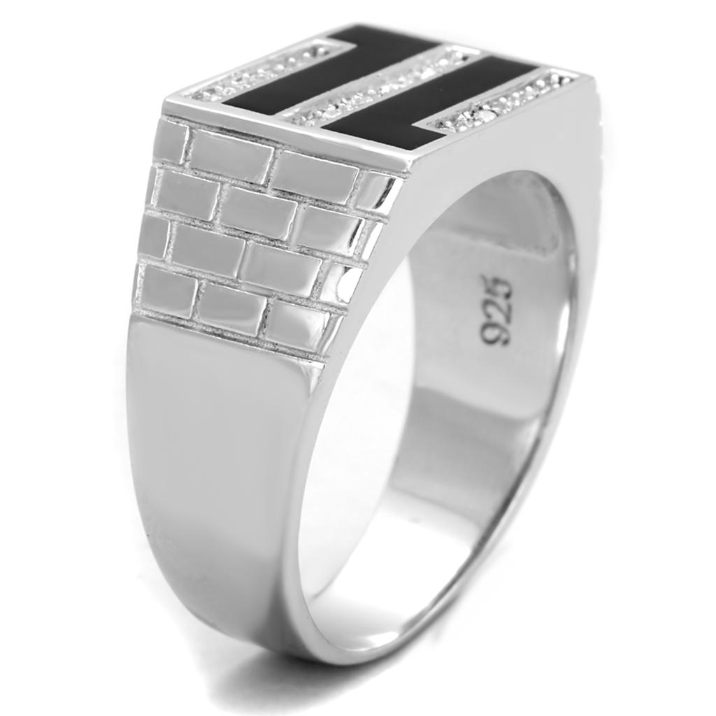 TS387 - Rhodium 925 Sterling Silver Ring with AAA Grade CZ in Clear