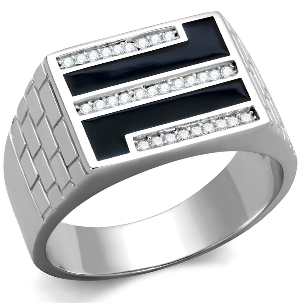 TS387 - Rhodium 925 Sterling Silver Ring with AAA Grade CZ in Clear