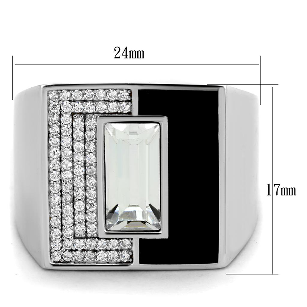 TS388 - Rhodium 925 Sterling Silver Ring with Top Grade Crystal in Clear