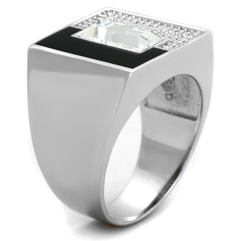 TS388 - Rhodium 925 Sterling Silver Ring with Top Grade Crystal in Clear