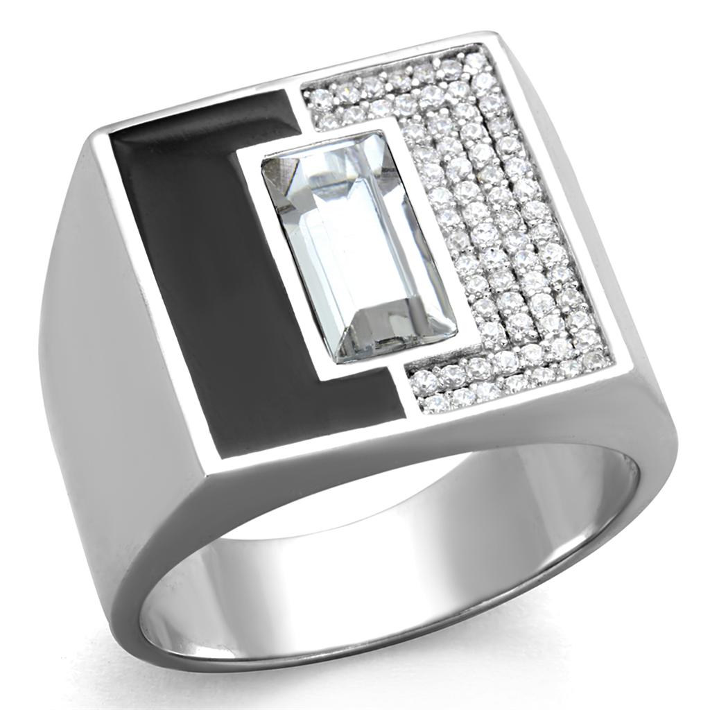 TS388 - Rhodium 925 Sterling Silver Ring with Top Grade Crystal in Clear