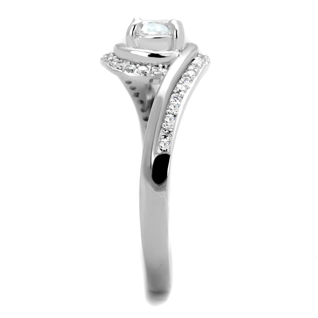 TS397 - Rhodium 925 Sterling Silver Ring with AAA Grade CZ in Clear
