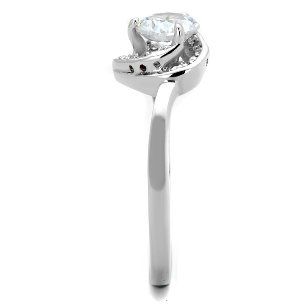 TS398 - Rhodium 925 Sterling Silver Ring with AAA Grade CZ in Clear