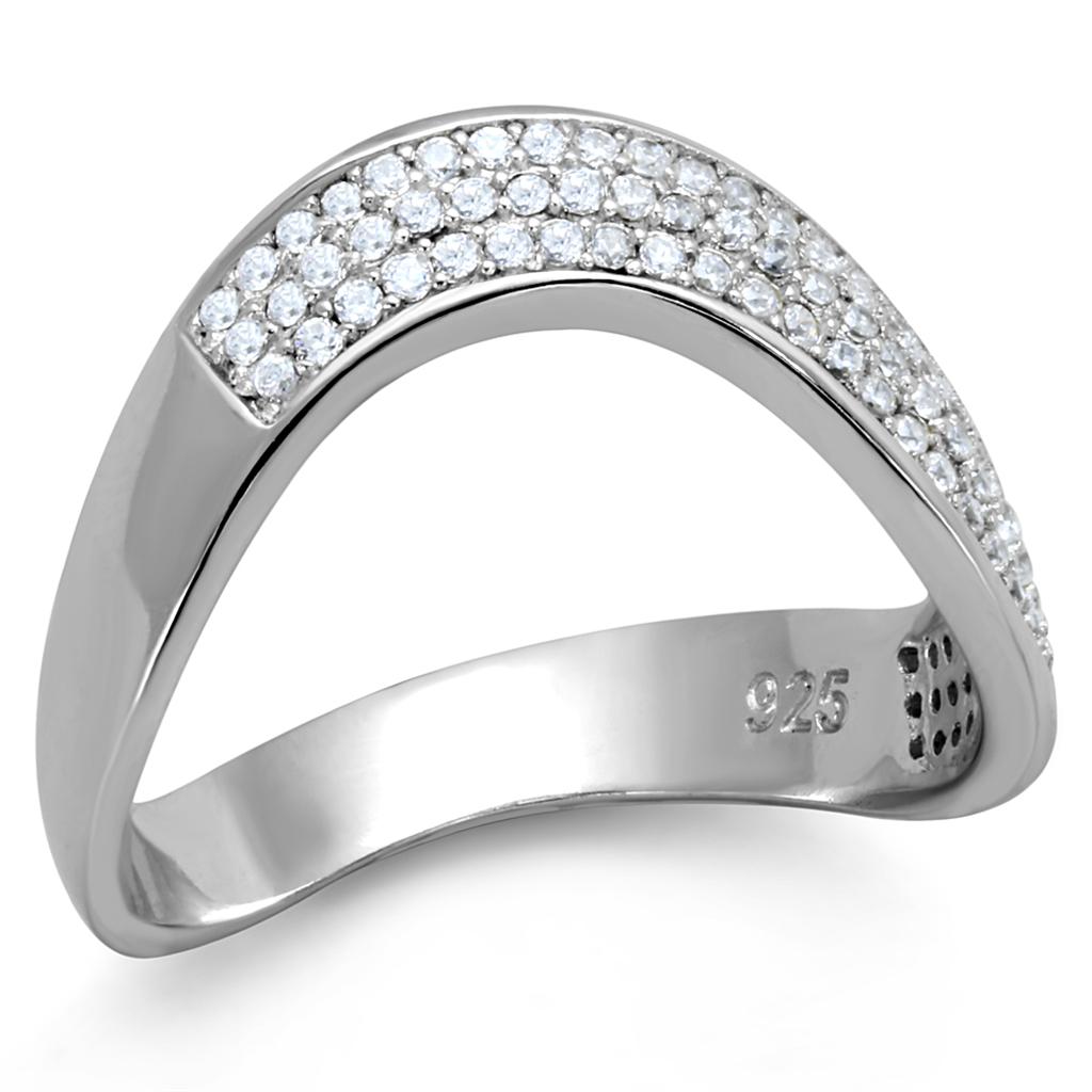TS402 - Rhodium 925 Sterling Silver Ring with AAA Grade CZ in Clear