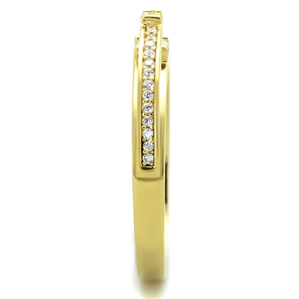 TS403 - Gold 925 Sterling Silver Ring with AAA Grade CZ in Clear