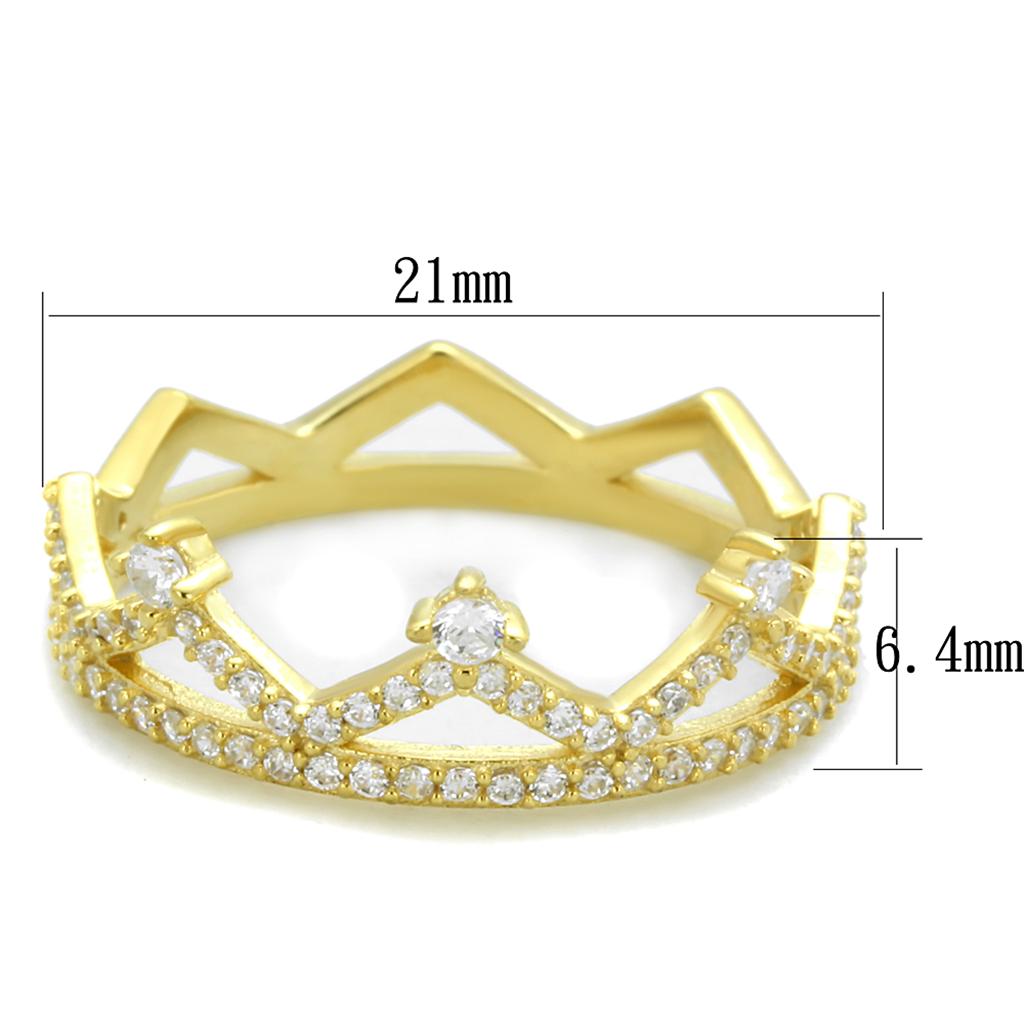 TS404 - Gold 925 Sterling Silver Ring with AAA Grade CZ in Clear