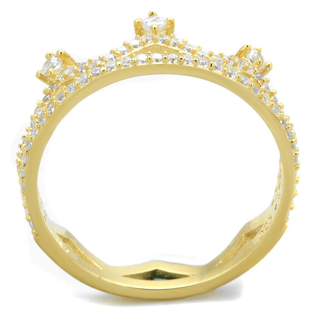 TS404 - Gold 925 Sterling Silver Ring with AAA Grade CZ in Clear