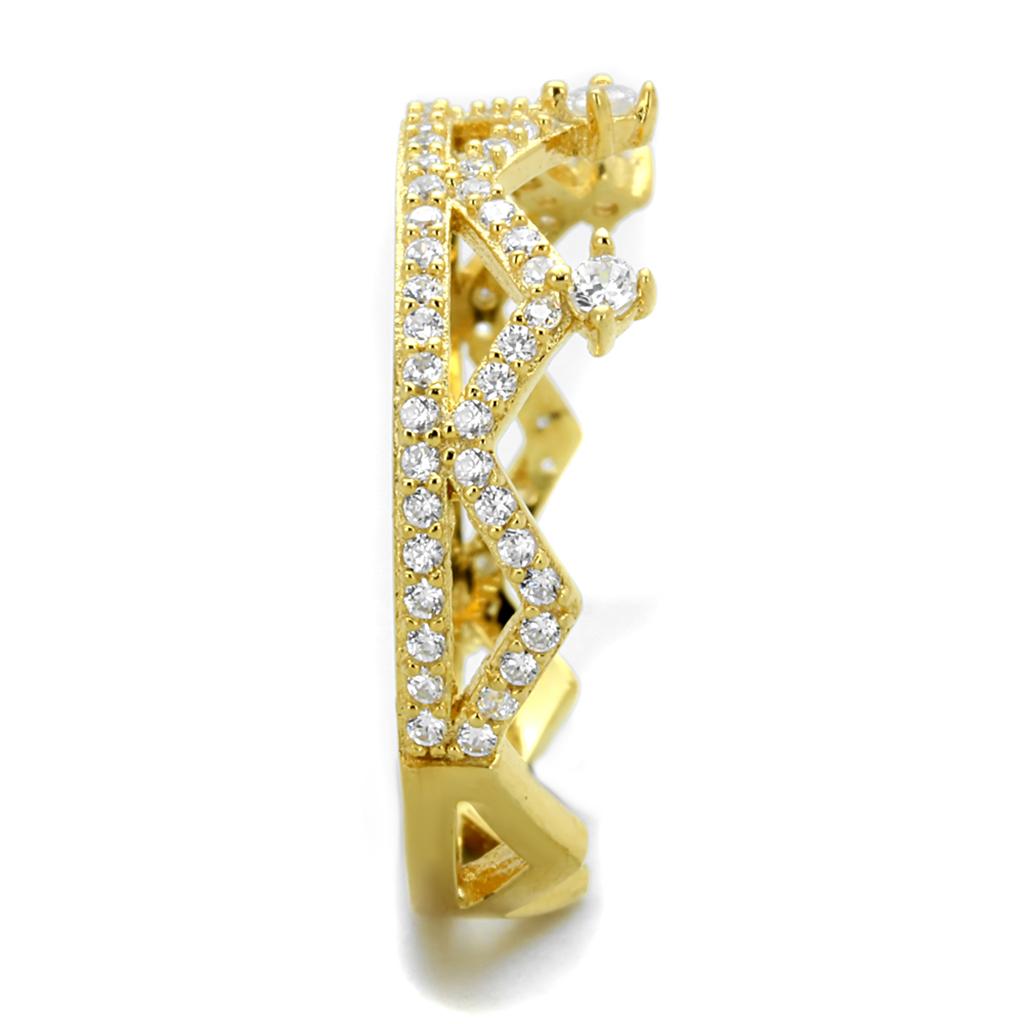 TS404 - Gold 925 Sterling Silver Ring with AAA Grade CZ in Clear