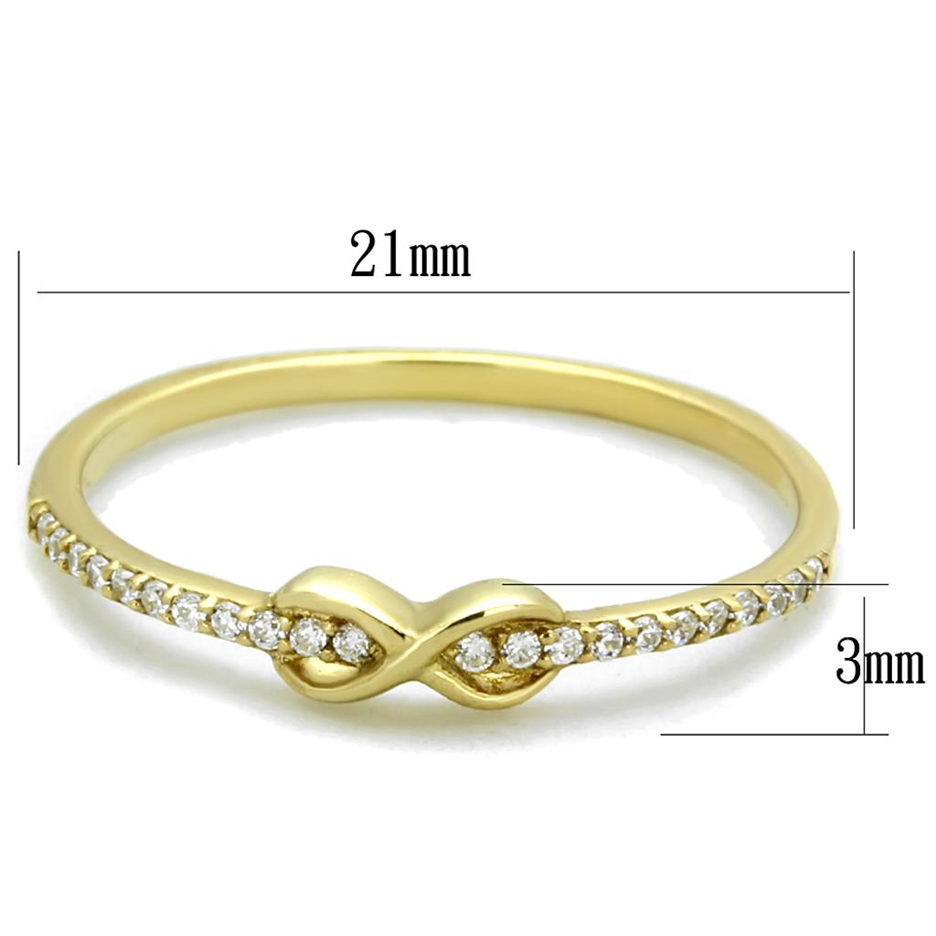 TS405 - Gold 925 Sterling Silver Ring with AAA Grade CZ in Clear