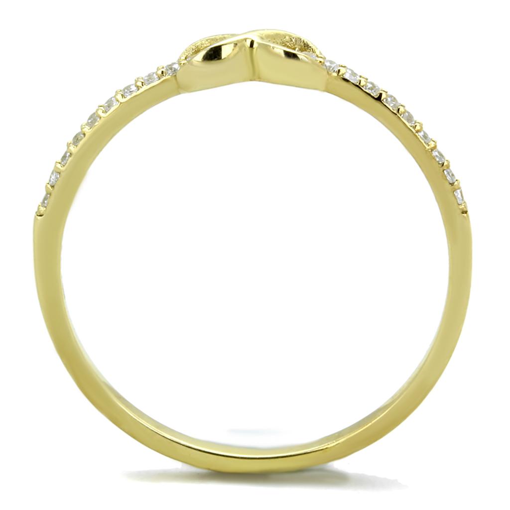 TS405 - Gold 925 Sterling Silver Ring with AAA Grade CZ in Clear