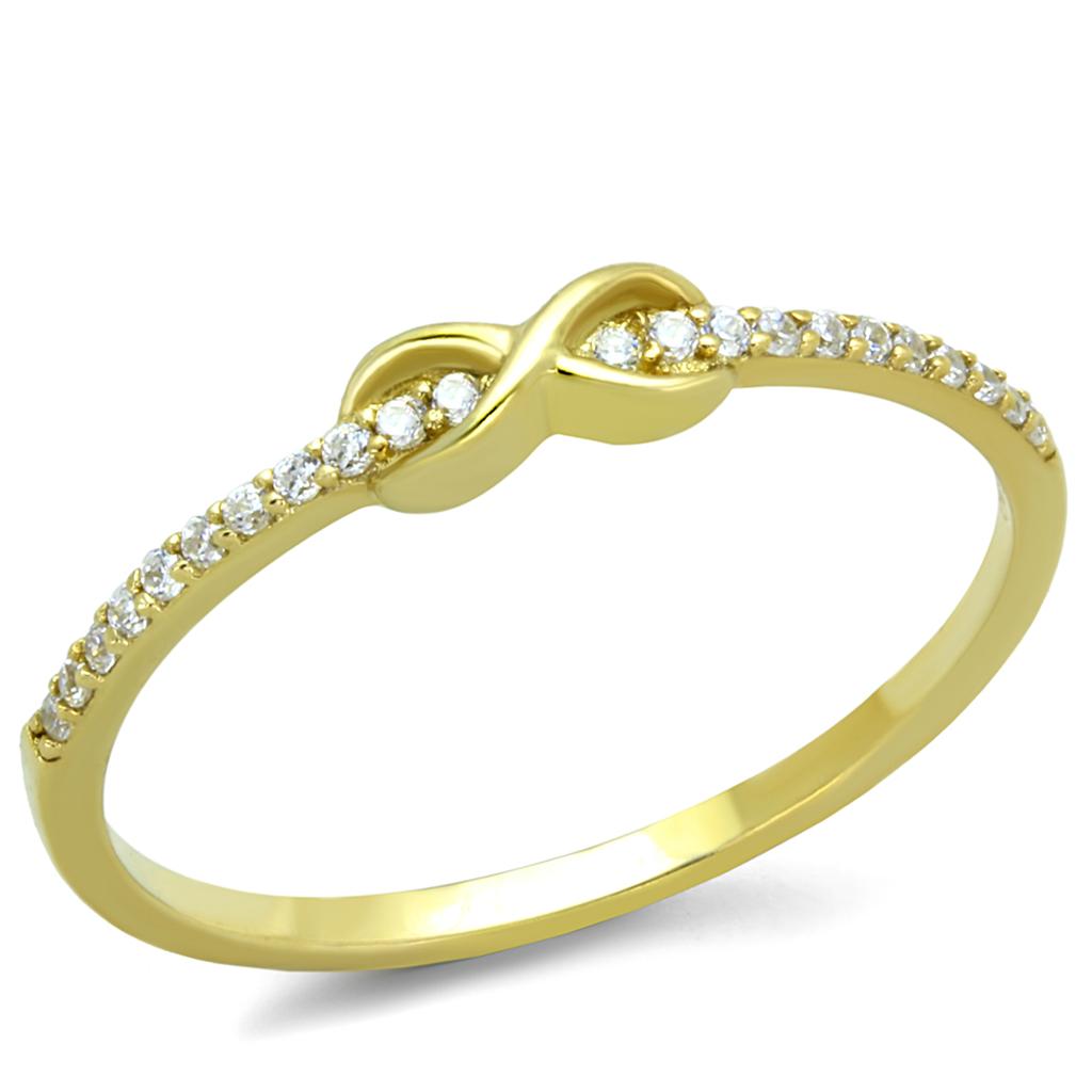 TS405 - Gold 925 Sterling Silver Ring with AAA Grade CZ in Clear