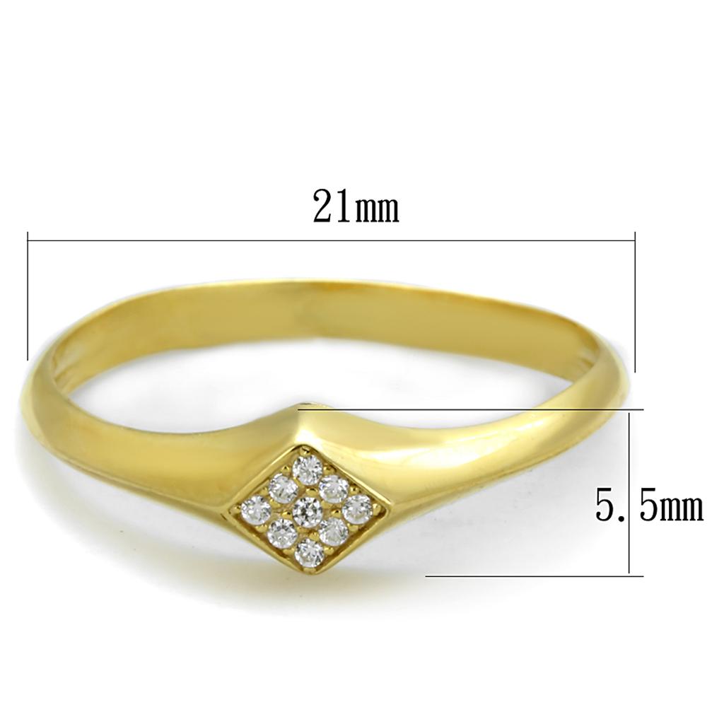 TS406 - Gold 925 Sterling Silver Ring with AAA Grade CZ in Clear