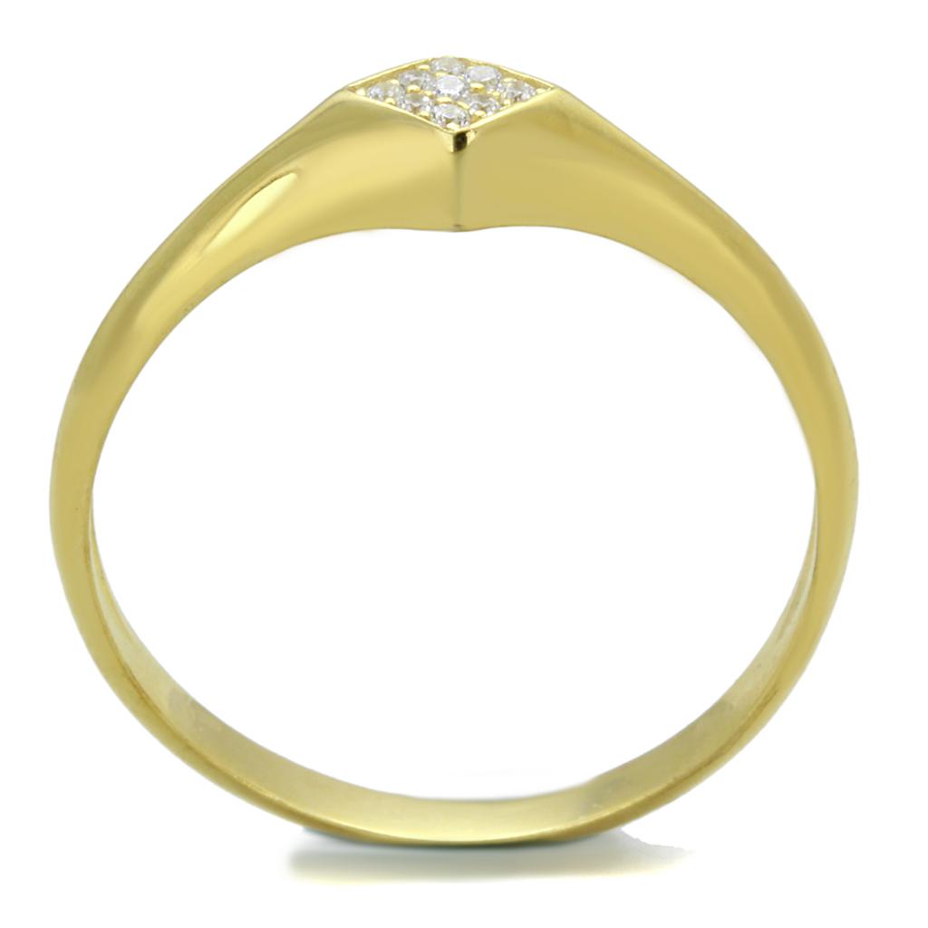 TS406 - Gold 925 Sterling Silver Ring with AAA Grade CZ in Clear