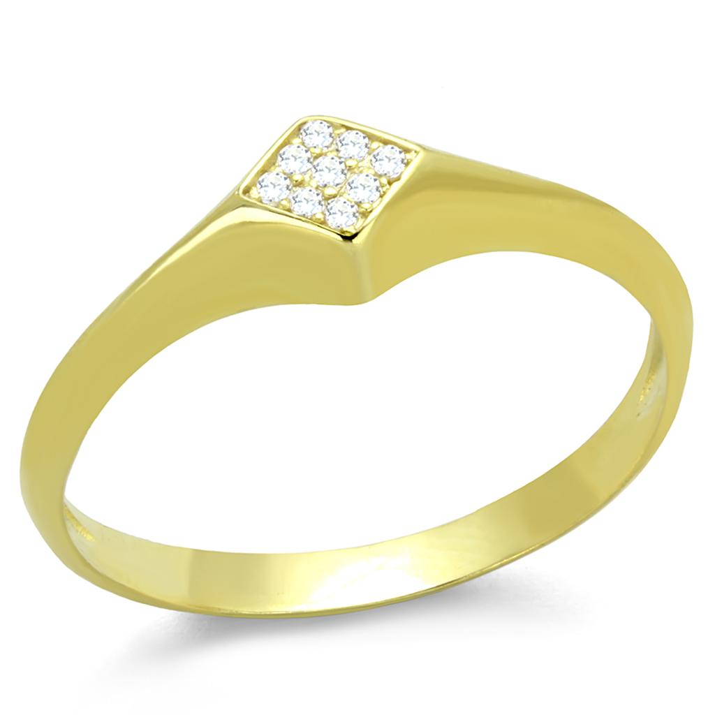 TS406 - Gold 925 Sterling Silver Ring with AAA Grade CZ in Clear