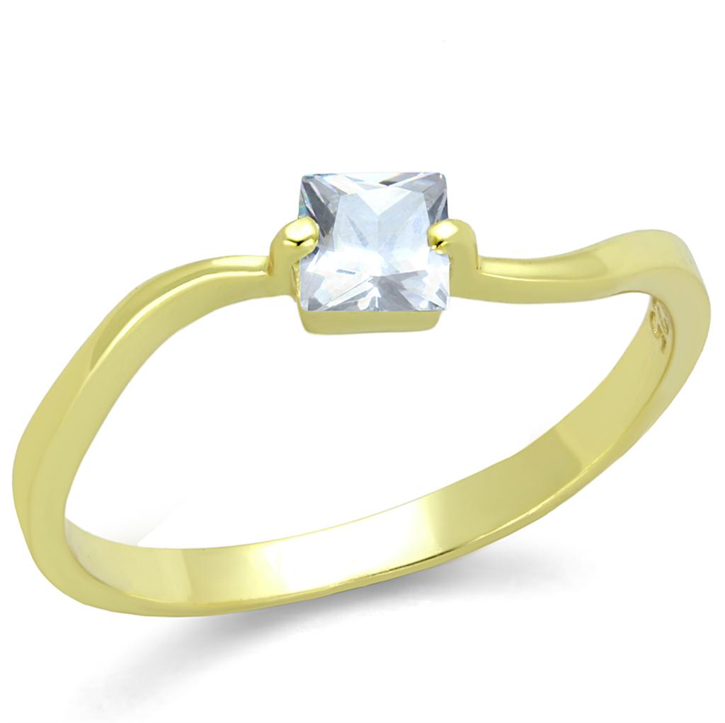 TS407 - Gold 925 Sterling Silver Ring with AAA Grade CZ in Clear