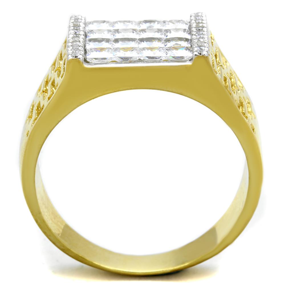 TS412 - Gold+Rhodium 925 Sterling Silver Ring with AAA Grade CZ in Clear