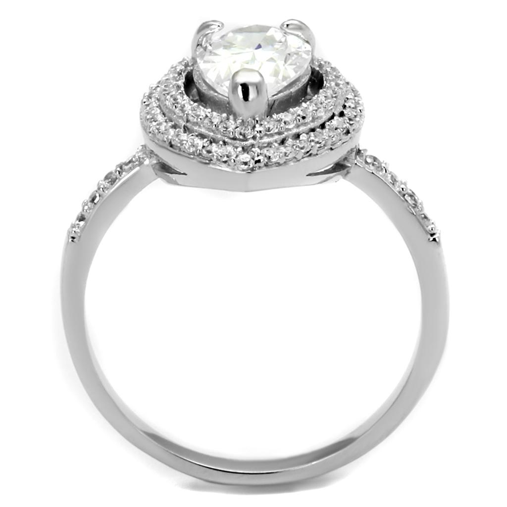 TS414 - Rhodium 925 Sterling Silver Ring with AAA Grade CZ in Clear