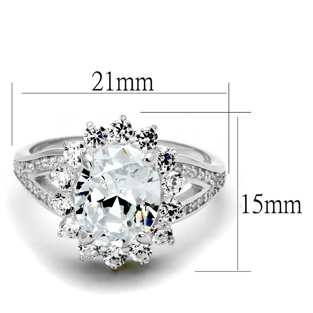 TS415 - Rhodium 925 Sterling Silver Ring with AAA Grade CZ in Clear