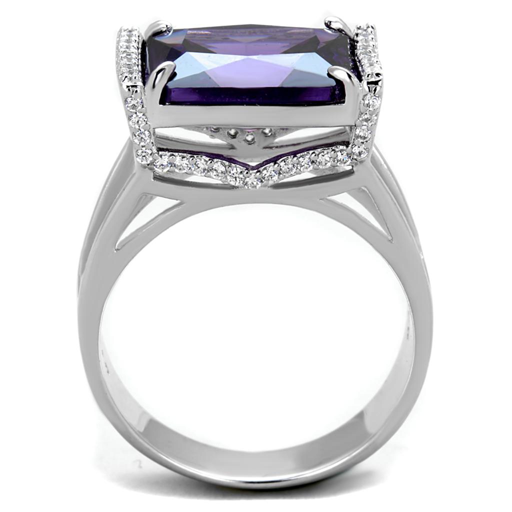 TS417 - Rhodium 925 Sterling Silver Ring with AAA Grade CZ in Amethyst