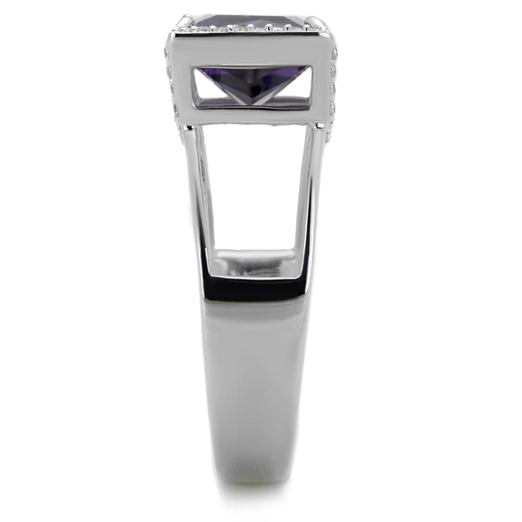 TS417 - Rhodium 925 Sterling Silver Ring with AAA Grade CZ in Amethyst