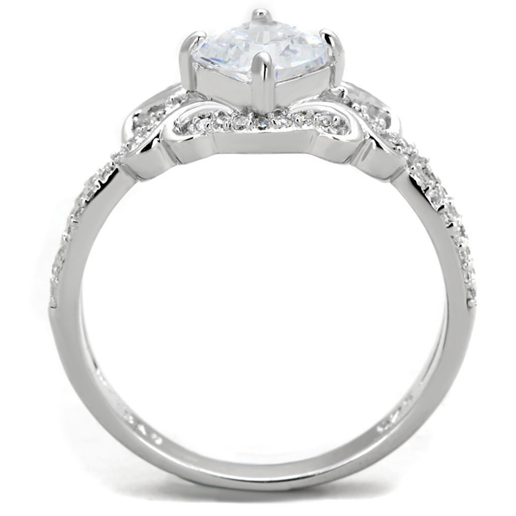 TS421 - Rhodium 925 Sterling Silver Ring with AAA Grade CZ in Clear