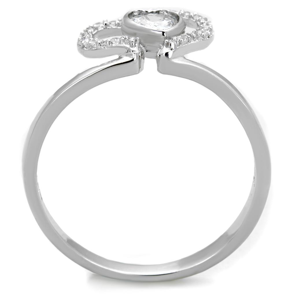 TS422 - Rhodium 925 Sterling Silver Ring with AAA Grade CZ in Clear